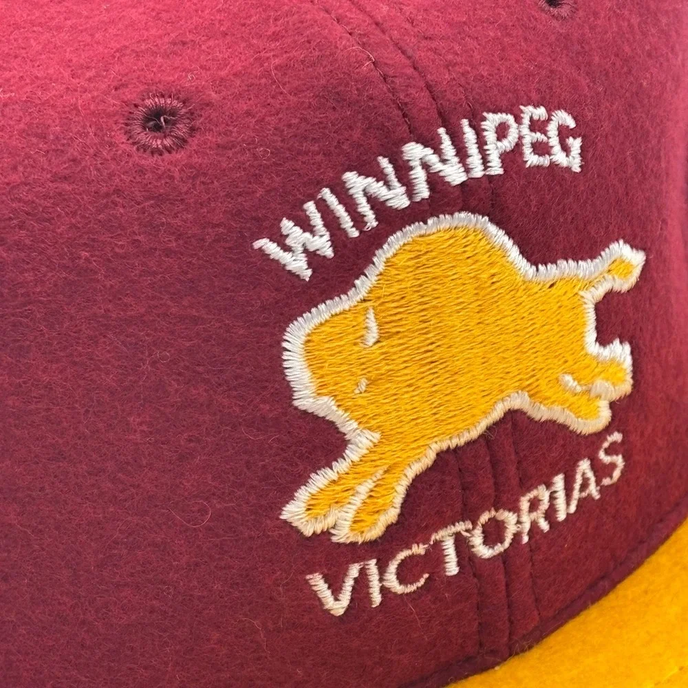 Vintage Winnipeg Victorias NHL Heritage Snapback Hat Burgundy Gold Wool